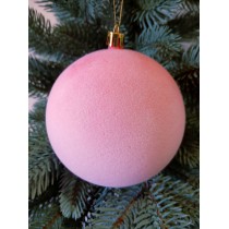 Новорічна куля "Оксамит" Ø100мм рожева, ціна за набір 3шт